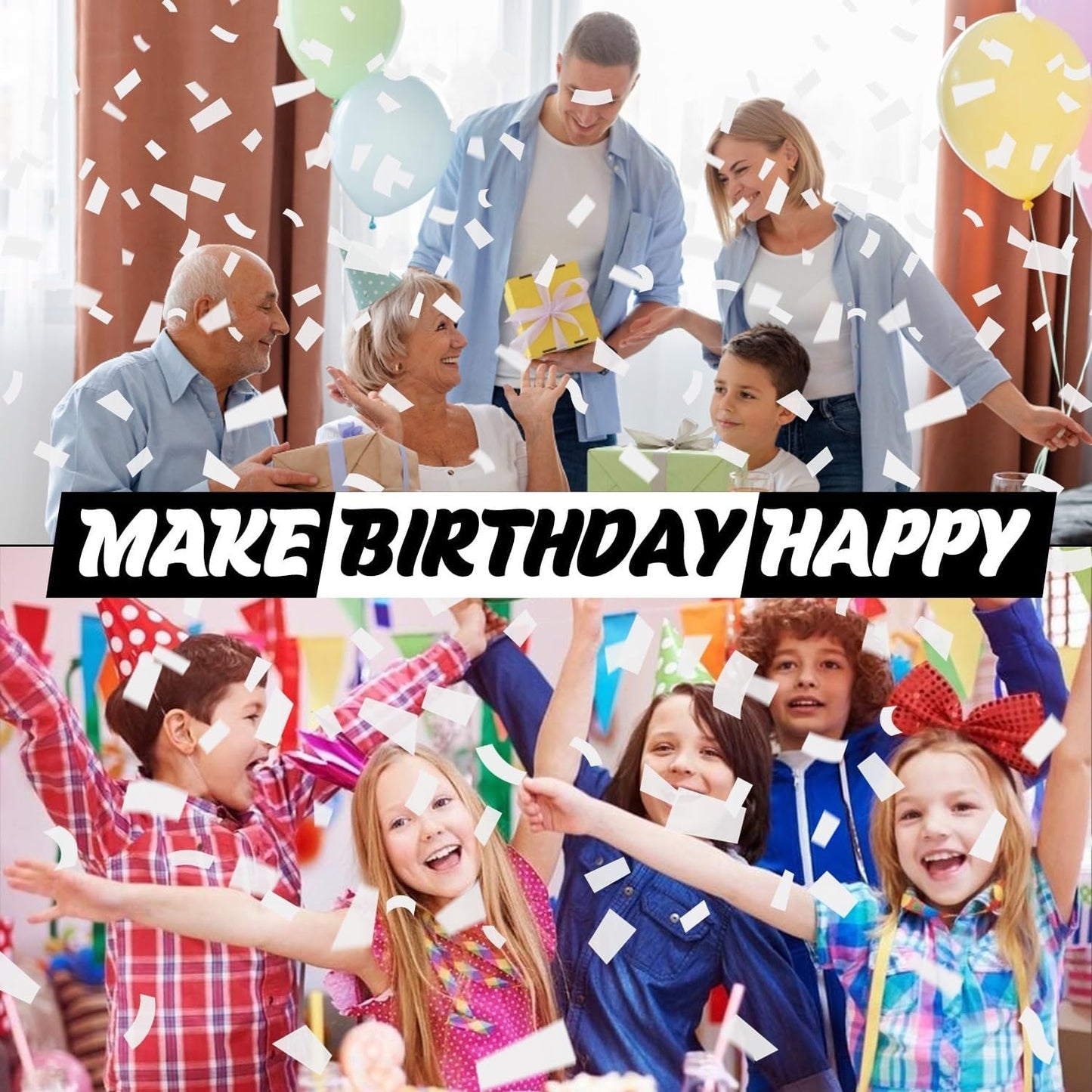 Confetti Poppers 12 Pack - White Confetti Cannons for Wedding, Birthday, Graduation, Baby Shower, Anniversary, Christmas & New Year's