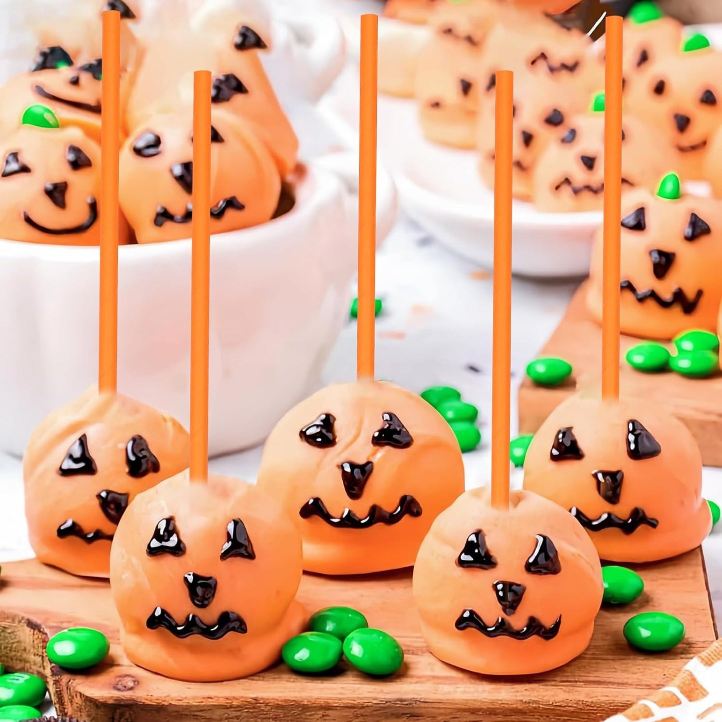 7.75 inch Solid Orange Paper Drinking Straws Unwrapped 100 Counts for Cocktail, Bar, Restaurants, Water, Juice, Soda