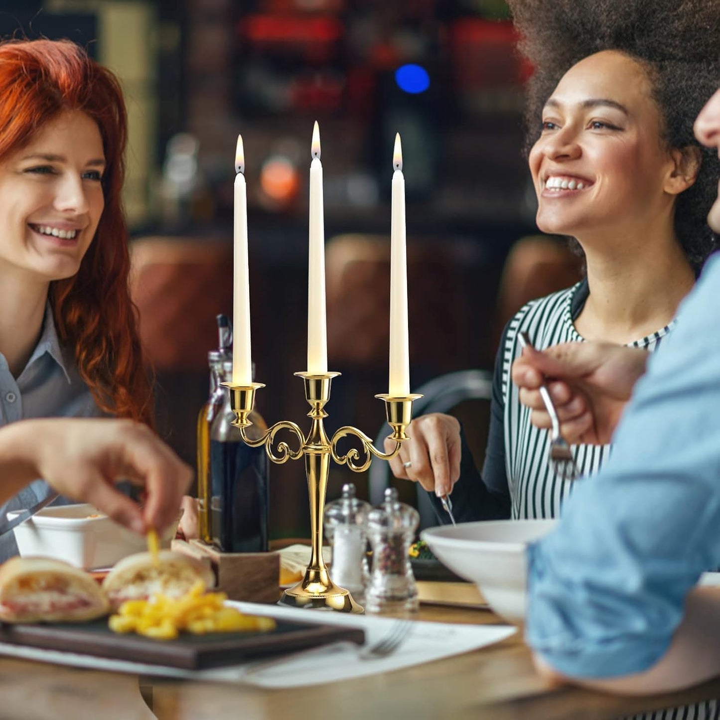 20 Ivory 10 Inch Unscented Smokeless Taper Candles with Cotton Wick, 7+ Hours of Long Lasting Burn, Great for Halloween,Home Decor & Parties, Beautiful Gifts!