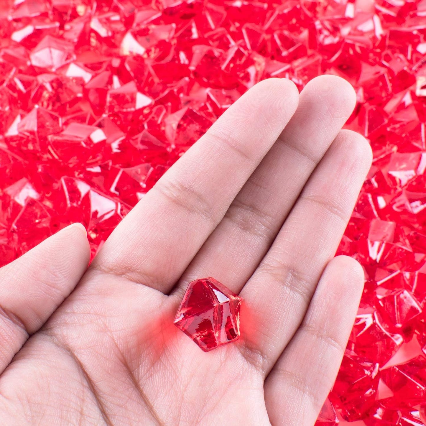 Acrylic Color Ice Rock Crystals Treasure Gems for Table Scatters, Vase Fillers, Event, Wedding, Arts & Crafts, Birthday Decoration Favor (190 Pieces) by Super Z Outlet (Red)