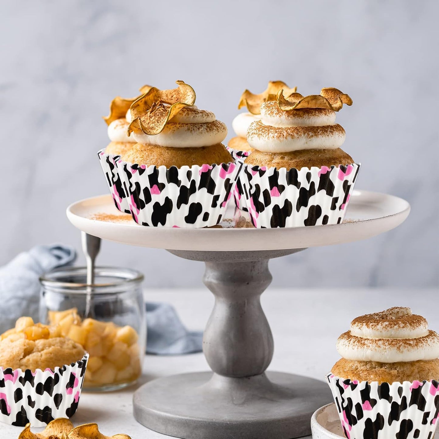 Waline 300 Pcs Cow Print Cupcake Liners - 2x1.2 Inch Cow Animal Baking Cups Holders for Baby Shower, Birthday, Wedding Party