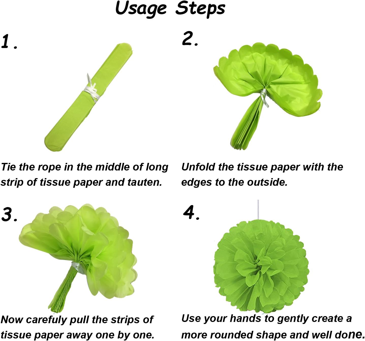 Hanging Paper Fan Set, Tissue Paper Pom Poms Flower Fan and Honeycomb Balls for Birthday Baby Shower Wedding Festival Decorations - Green