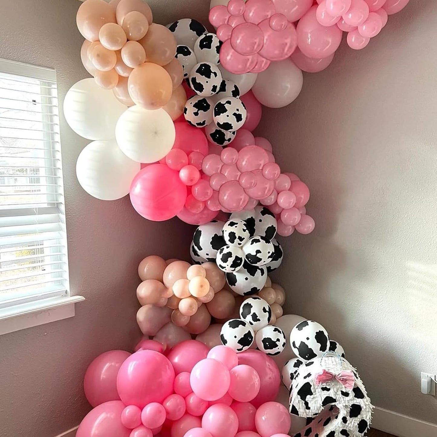 Cow Print Balloons, 52 PCS 12 Inch Maca Pink Brown Rose Gold Cow Balloons Helium Latex Balloons for Birthday Baby Shower Cow Print Party Cowgirl Rodeo Party Farm Party Decorations Supplies
