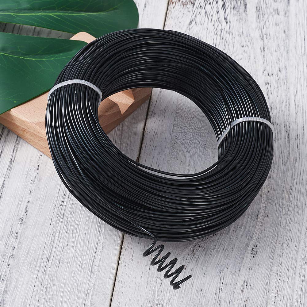 Fashewelry 328 Feet 15 Gauge Aluminum Wire Black Bendable Metal Craft Wire for Beading Jewelry Craft Making (1.5mm)