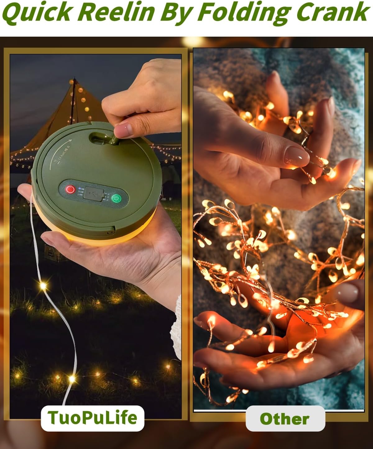 Camping String Lights, 32.8FT Warm & RGB Fairy String Lights 130LEDs, Portable Waterproof Camping Light with 12 Modes, Hanging Tent Lanterns for Outdoor Hiking Yard AWN Home Bedroom Decorations