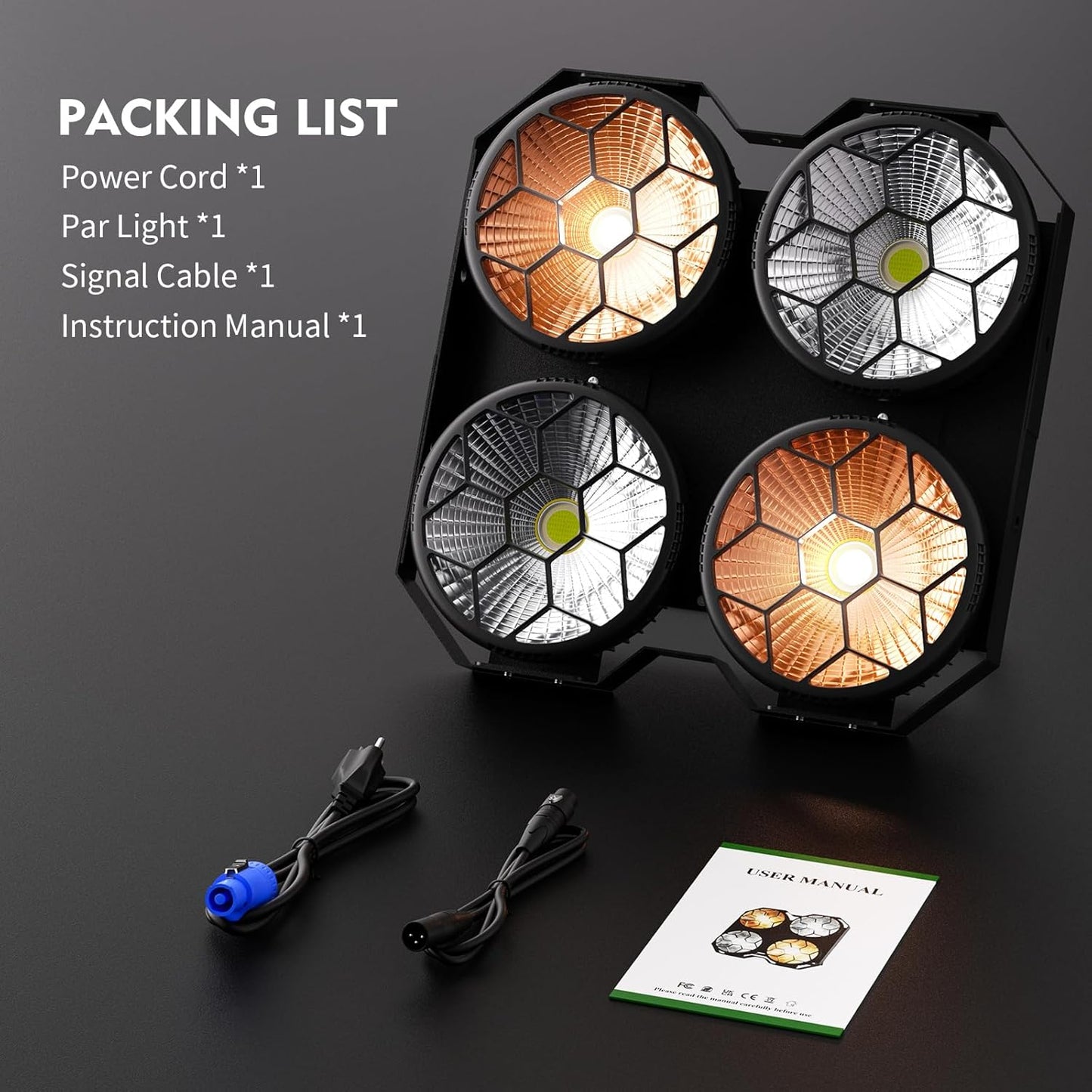 Stage Lights, 4X100W COB Spotlight LED Par Can Retro Lights, 2 in 1 Cool White & Warm White DMX512 Sound Activated Blinder Uplights for Events Parties Wedding Church Concert Studio Show Dance - 1Pack