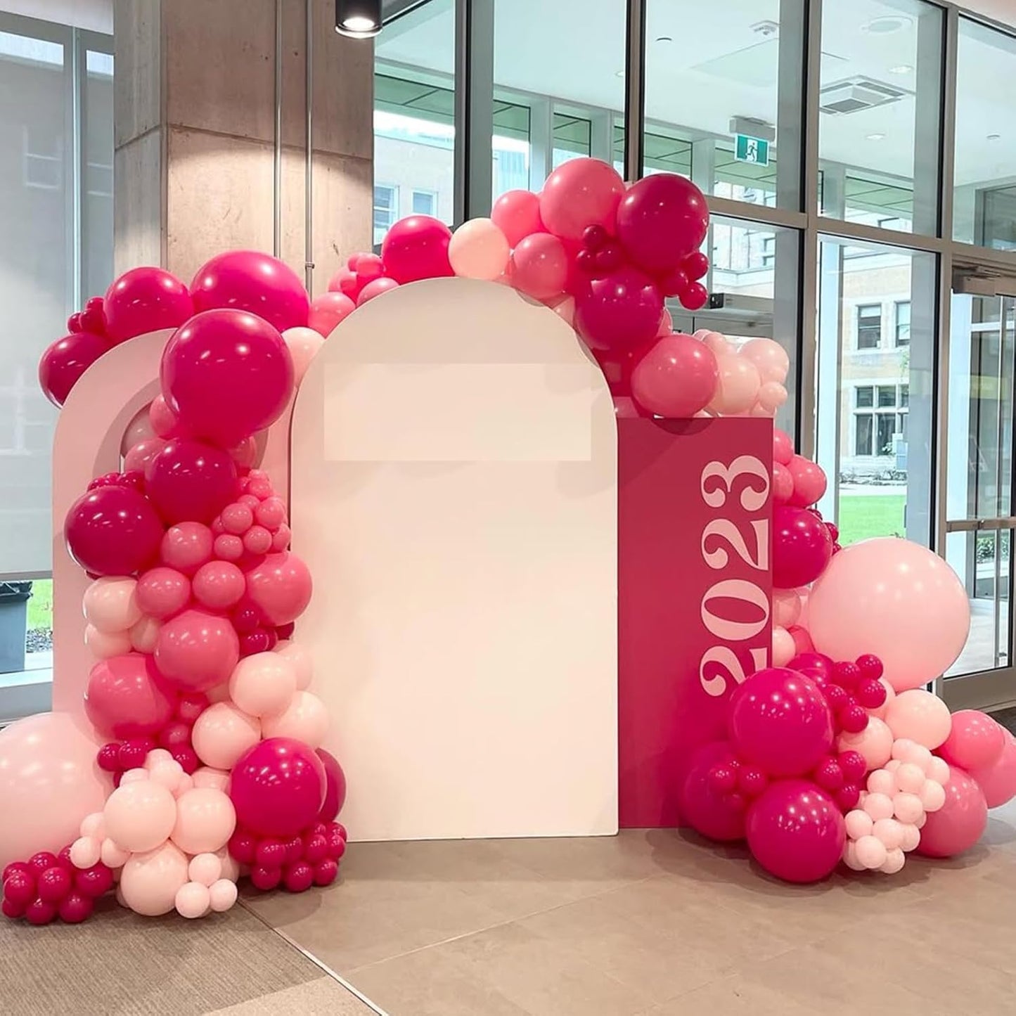 Pink Balloon Arch Kit, Metallic Hot Pink Balloons Garland with Different Sizes for Baby Shower, Birthday, Princess, Graduation, Valentines Day Party Decorations