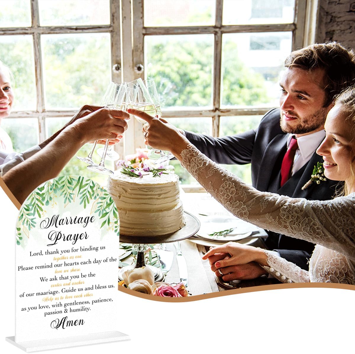 Marriage Prayer Sign, Wedding Engagement Bridal Shower Christian Religious Decor for Reception Ceremony Anniversary Party, Weddings White Acrylic Sign