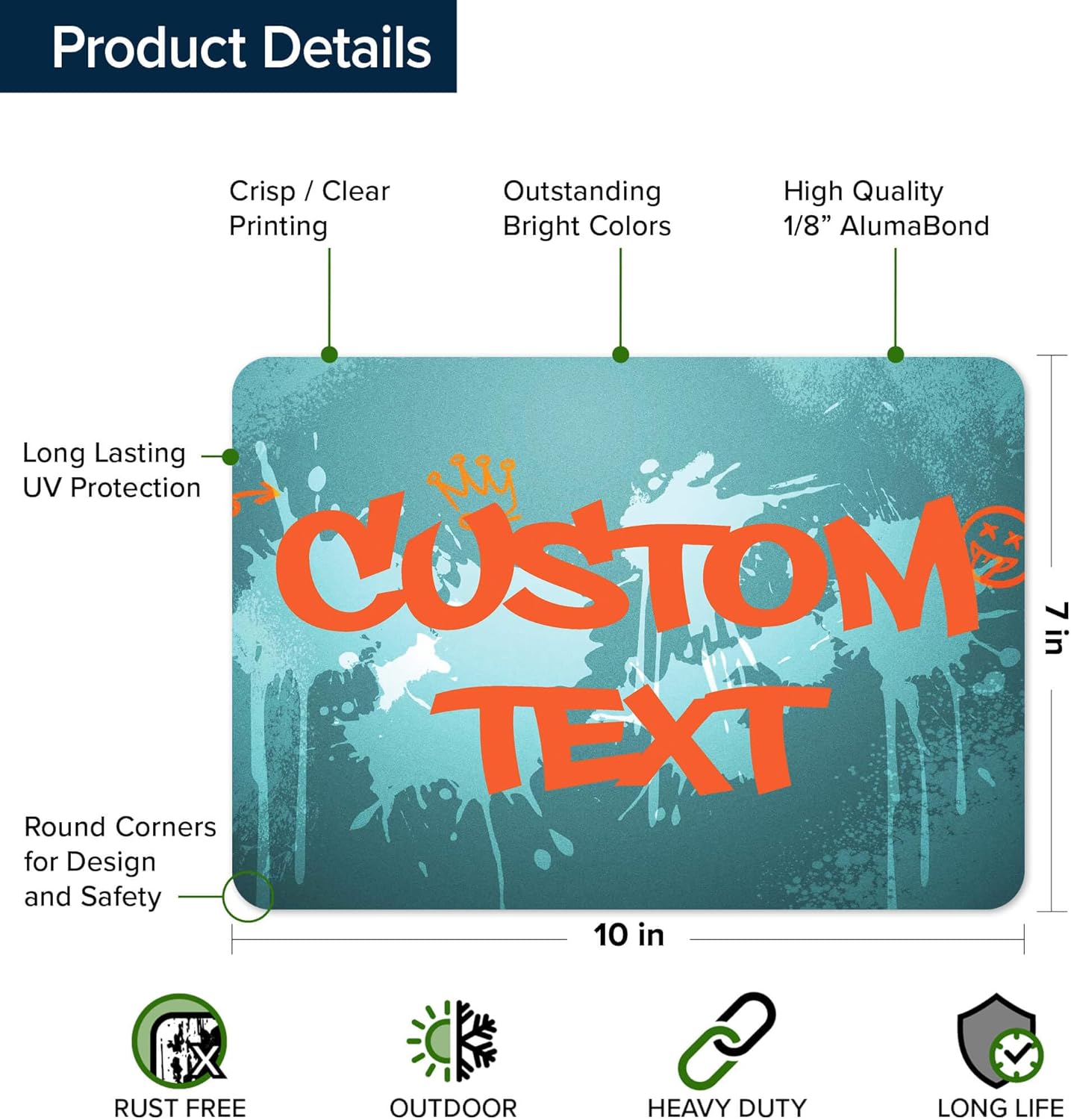 Custom Sign, Custom Street Sign, 11 Font Colors, 13 Font Styles, 4 Hole Options, 22 Sizes, 7x10 Inches, Rust Free DiBound, Fade Resistant, Made in USA by My Sign Center (Graffiti)