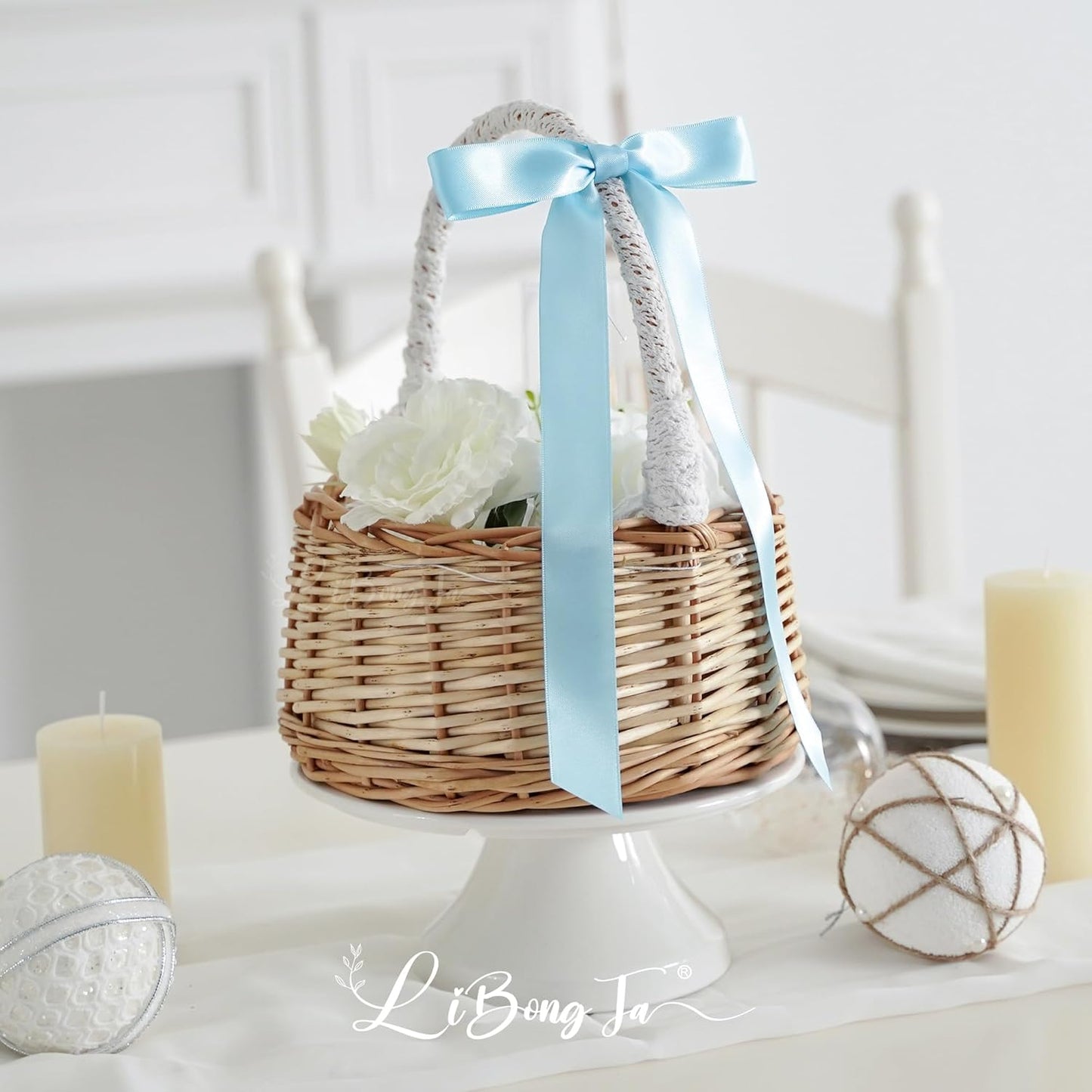 50 PCs Blue Bow Decor 5.5'' Satin Bows with Long Tail, Twist Tie Bows for Craft, Packaging Ribbon Bows, Premade Bows for Cake Decorating, Gift Bows for Treat, Wedding Favor, Party