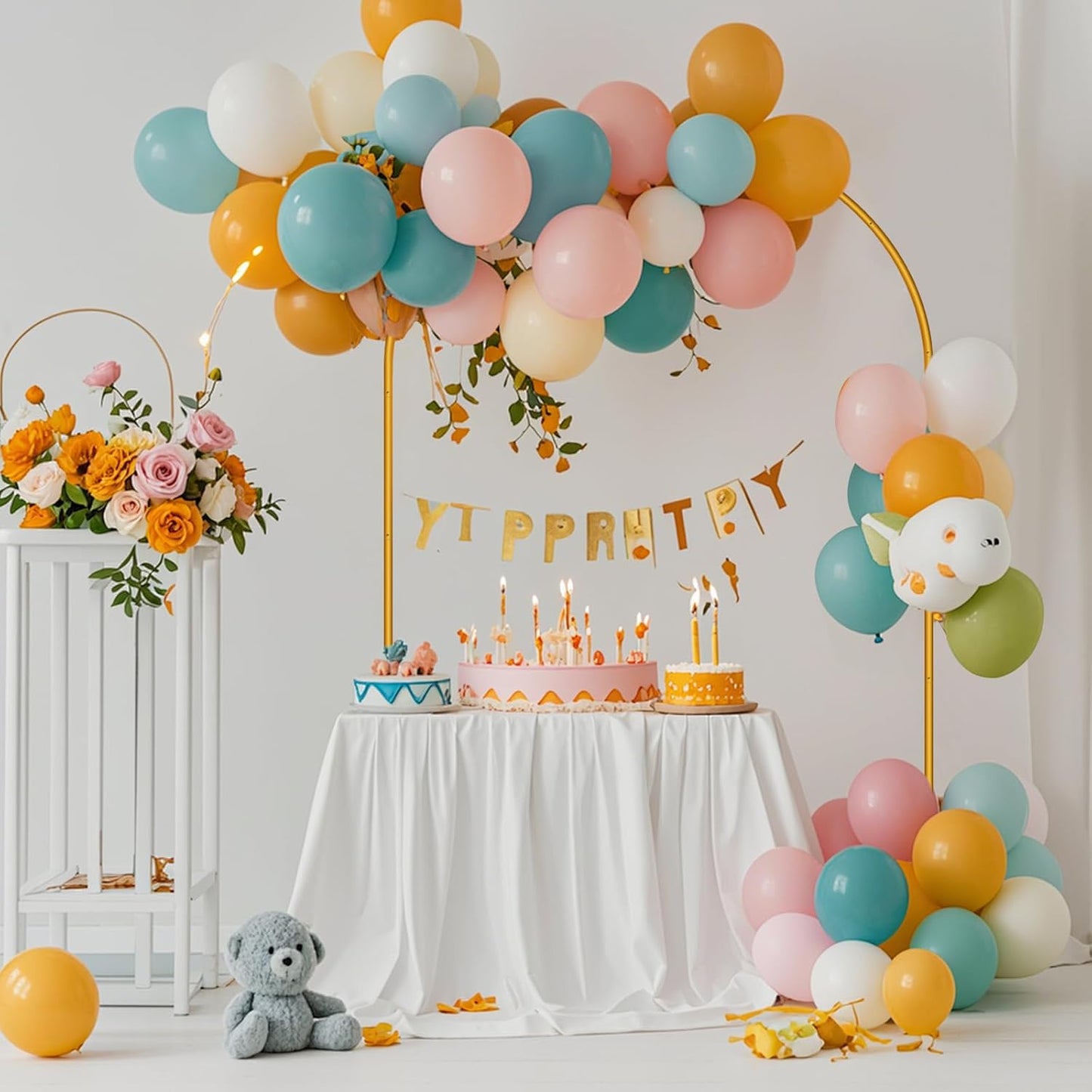 3 Pack Arch Backdrop Stand (7.2FT/6.6FT/6FT), Easy Assembly Backdrop Arch, Gold Wedding Arch Stand, Balloon Arch Stand for Photo Backdrop