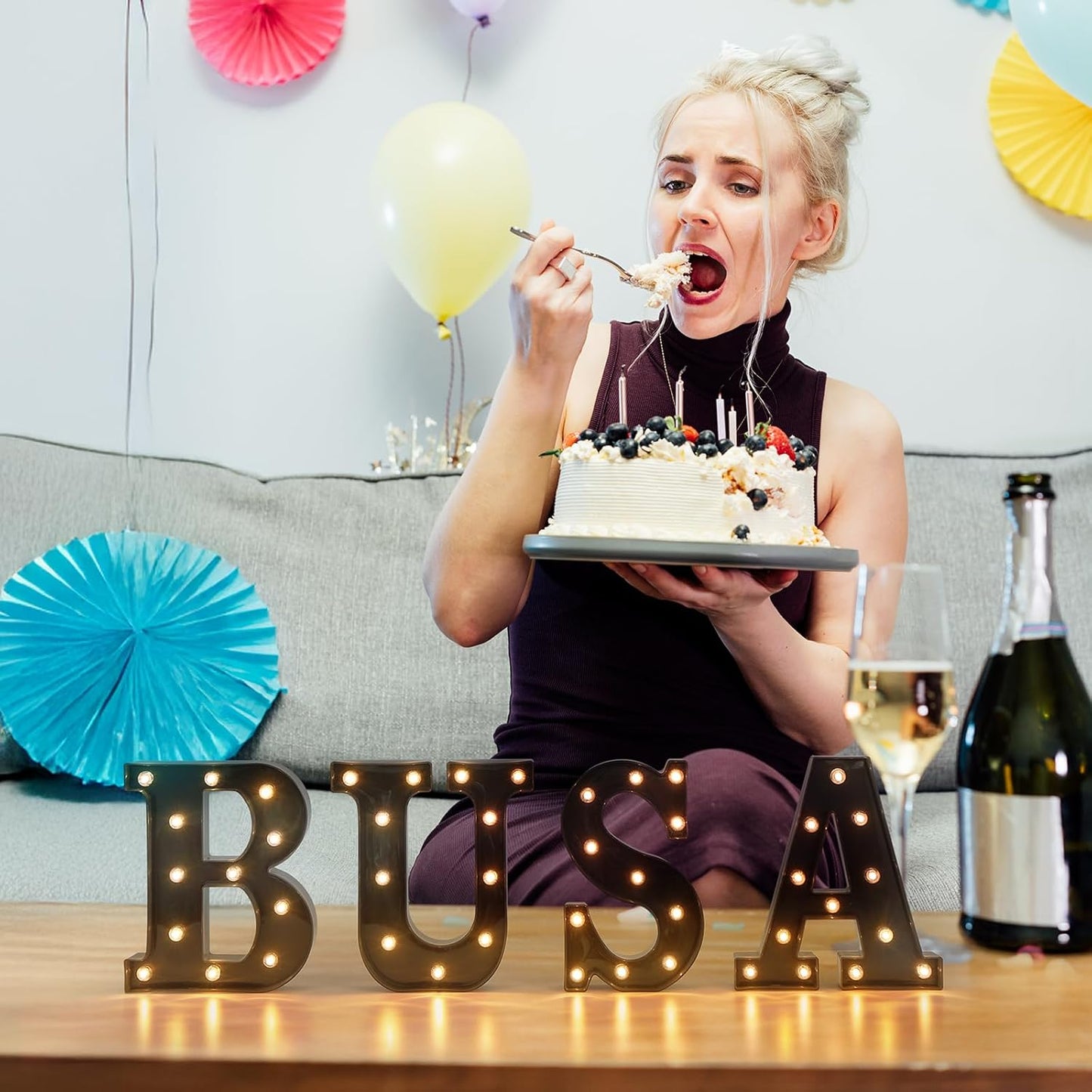 Foaky Black LED Letter Lights for Room Decor - Bedroom Wall Decor, Alphabet Lights for Home, Wedding, Party - Battery Operated (O)