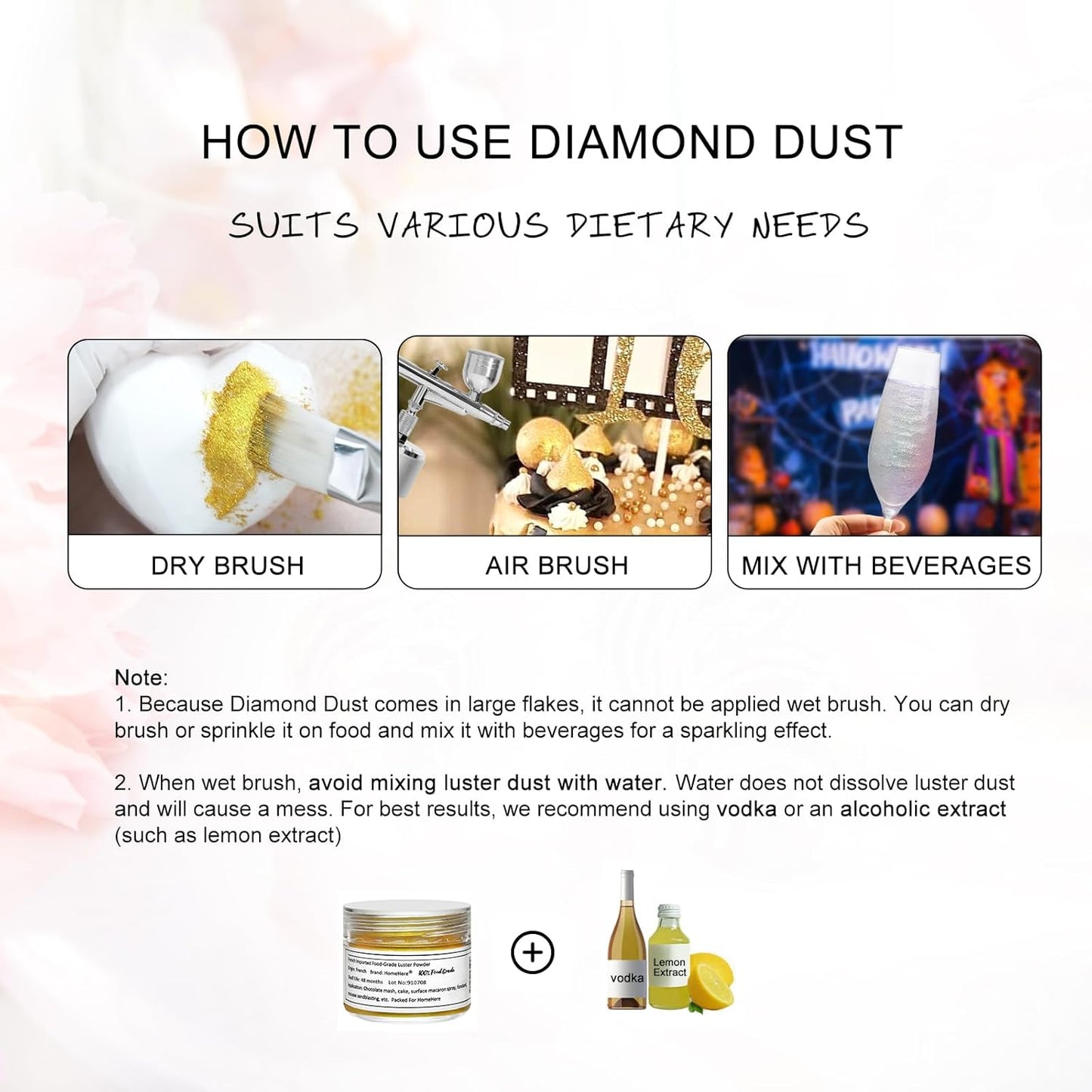 HomeHere Edible Luster Dust Food-Grade Glimmer Powder Glitter for Cake Decorating 7g, Edible Sprinkle Glitter for Cocktails Drinks Baking Candy Dessert Chocolate Vegan Tasteless, Iridescent