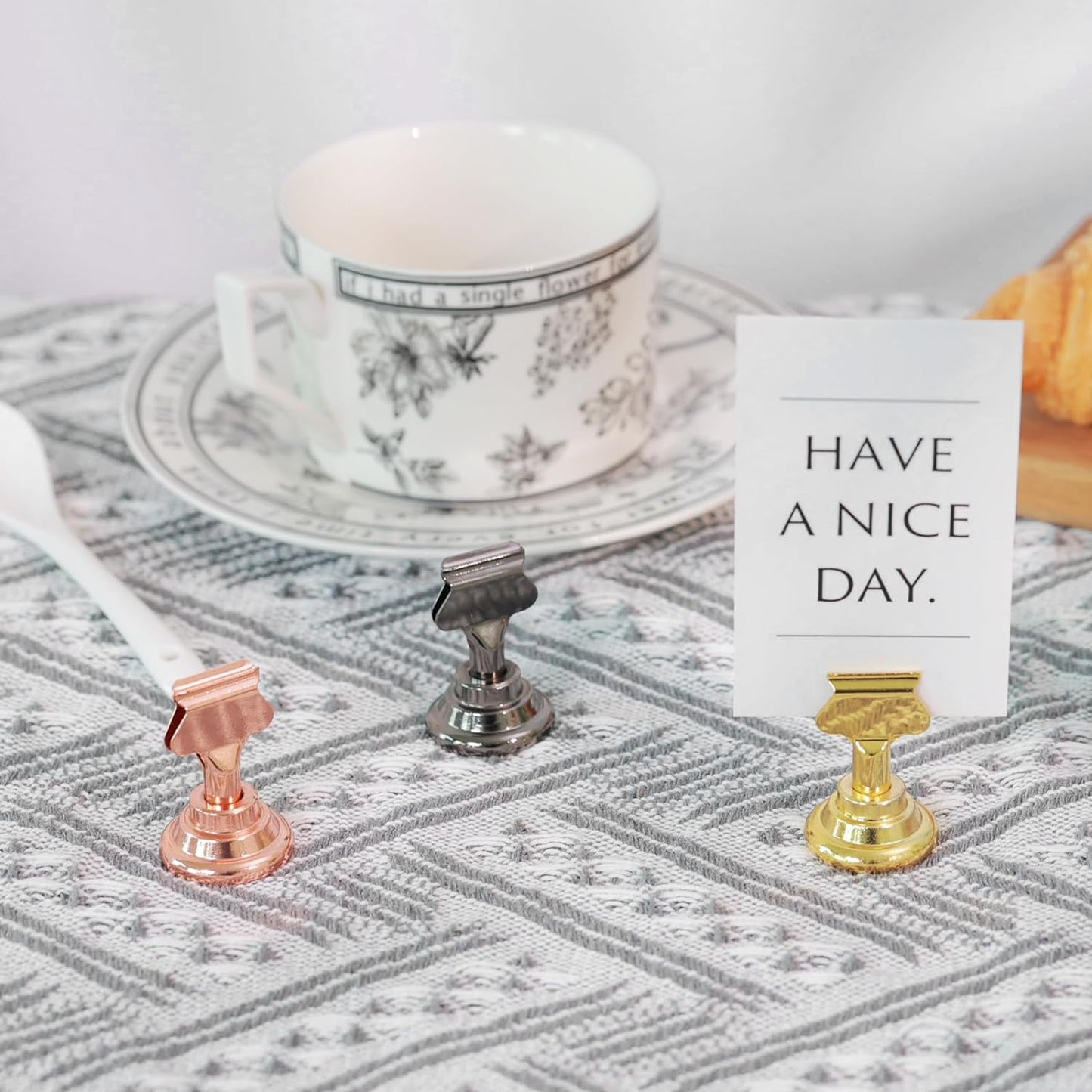 Urban Deco 16PK Table Number Holders Place Card Holders 1.7 Inch Table Card Holders Steel Card Holders for Photos, Food Signs, Memo Notes, Weddings, Restaurants, Birthdays(Nickel Black)