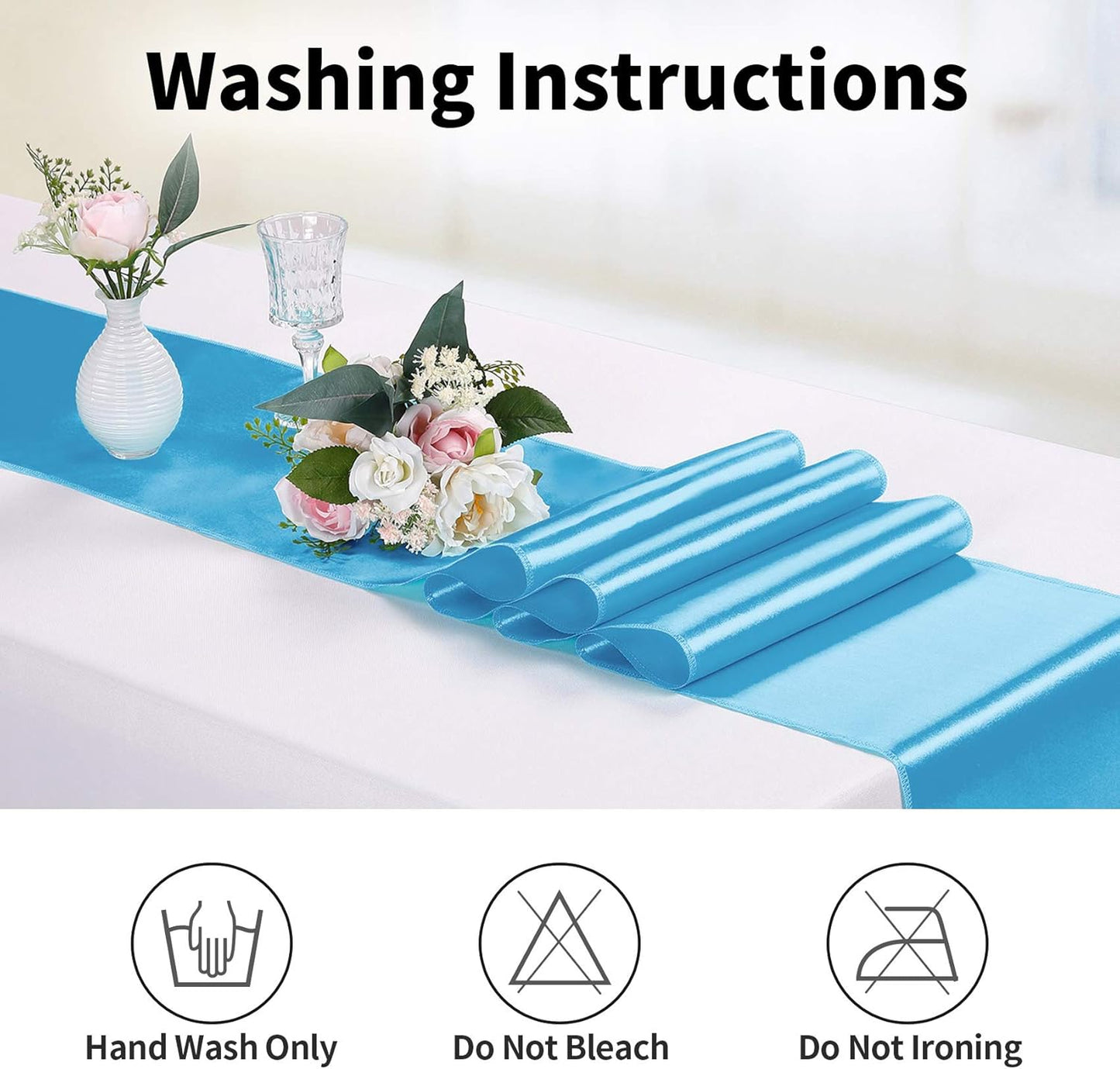 10-Pack Satin Table Runner Blue 12 x 108 inches Long, Table Runners for Wedding, Birthday Parties, Banquets Decorations(10 Pack, 12x108 Inch, Blue)