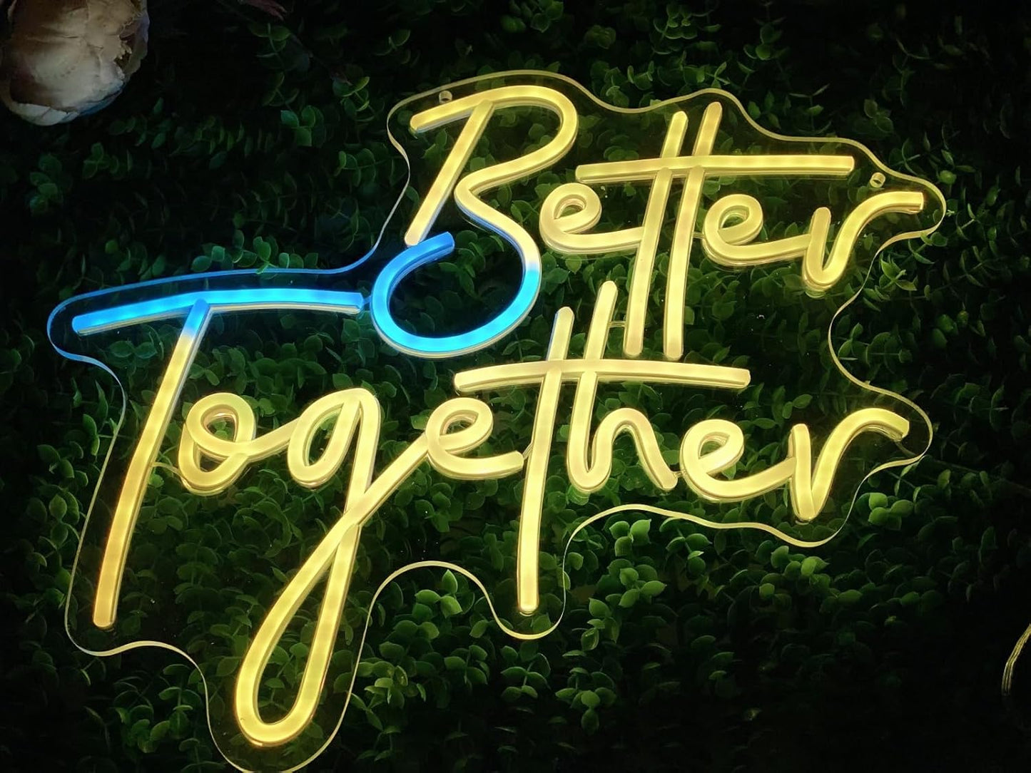 Ulalaza Smart RGB & Color Flow Effect Better Together LED Neon Sign with Remote & App Control Music Sync Timer Setting LED Acrylic Light for Wall Party Décor Bedroom Bar Wedding Home Birthday USB Powered