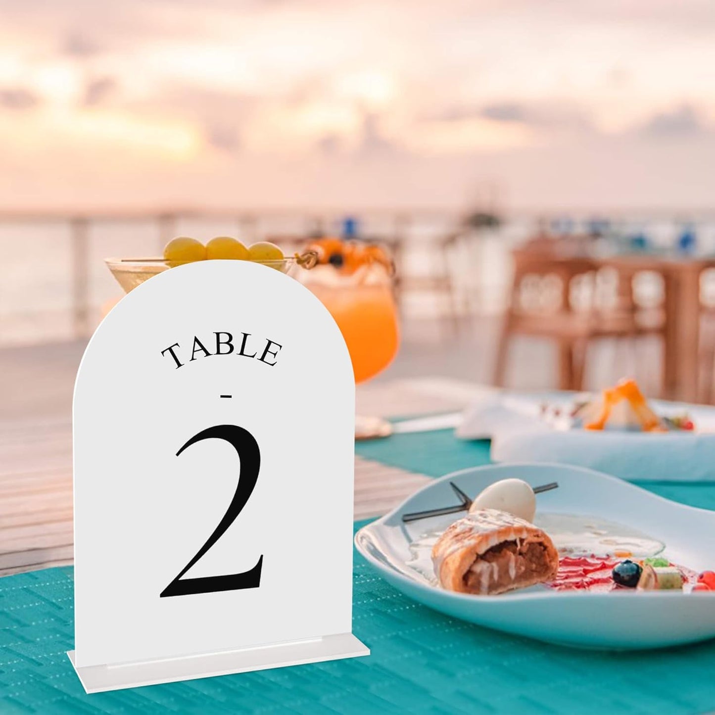 JOYIT Arch Wedding Table Numbers 1-10 with Stands – Double-Sided Printed 5" X 7" Acrylic Signs with White Background and Black Text, Perfect for Wedding Receptions, Parties, Anniversaries, and Events