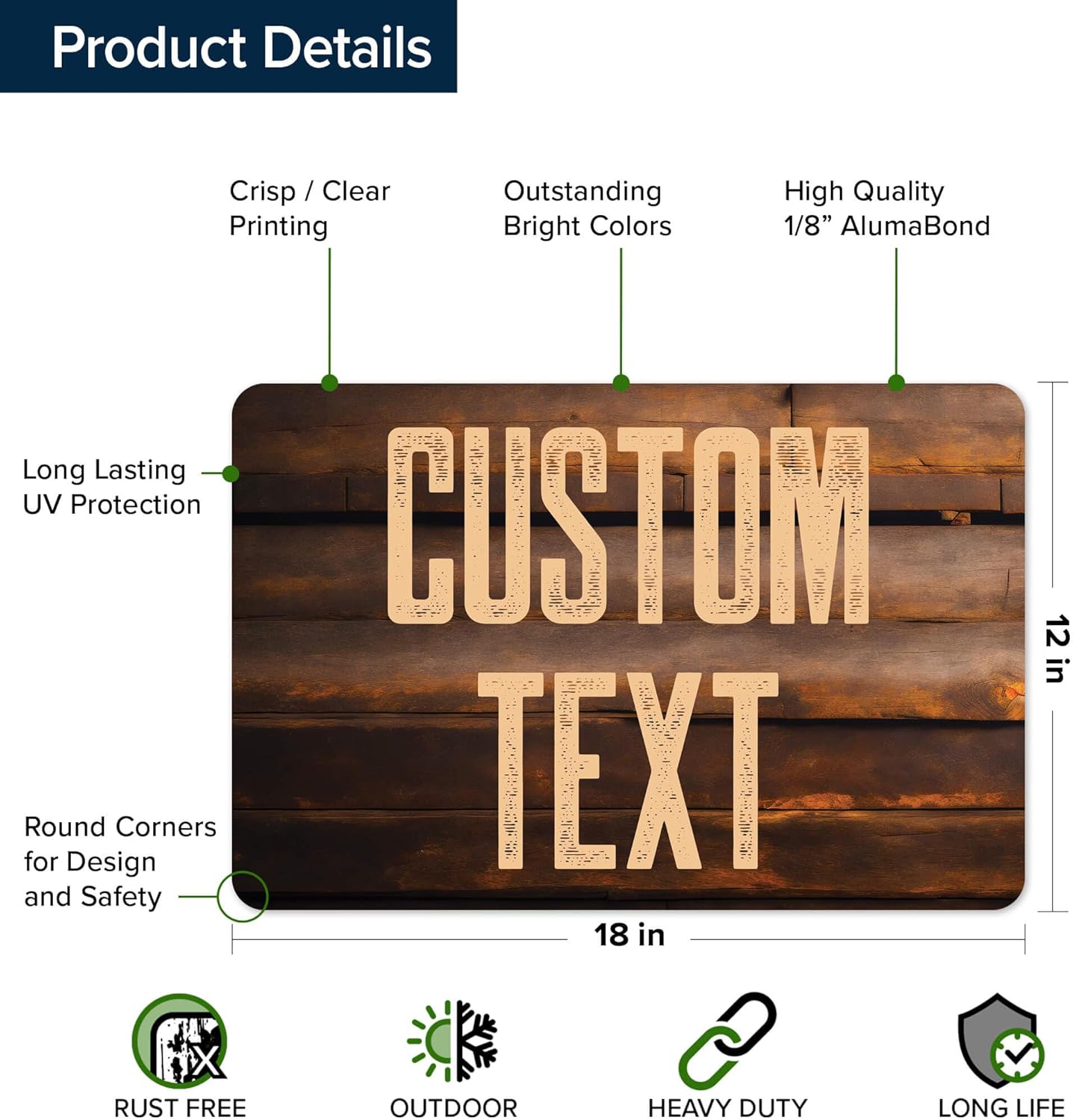 Custom Sign, Custom Street Sign, 11 Font Colors, 13 Font Styles, 4 Hole Options, 22 Sizes, 12x18 Inches, Rust Free DiBound, Fade Resistant, Made in USA by My Sign Center (Vintage Wood)