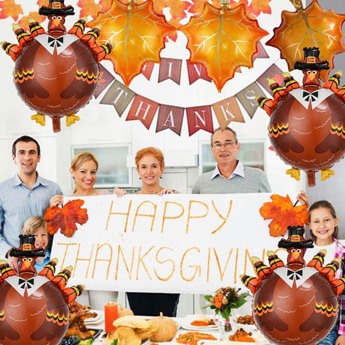 Turkey Balloon Thanksgiving Balloons Fall Balloon Decorations Turkey Balloons for Thanksgiving Themed Party Fall Harvest Party Birthday Party Supplies 4 Pcs
