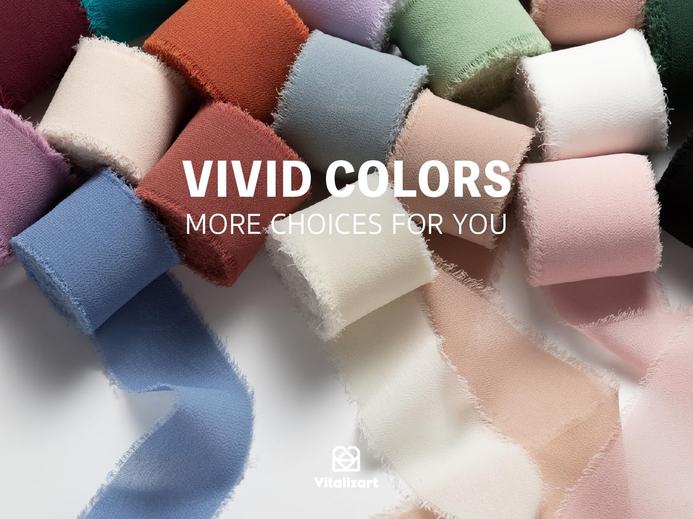 Vitalizart Fall Handmade Chiffon Silk Ribbon Fringe 1.5" x 21 Yd Terracotta Cream Frayed Edges Ribbons for Wedding Invitations Bridal Bouquets Gifts Wrapping Crafts Holiday Party Decorations