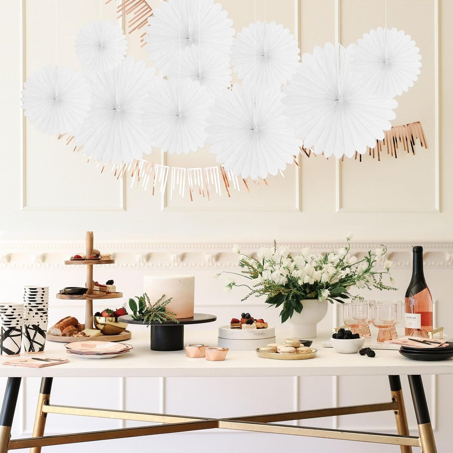 20 Pcs White Hanging Paper Fan, Hanging Honeycomb Round Paper Fans for Weddings, Birthdays, Christmas, Baby Showers, Classroom, Events Ceiling Party Supplies Decorations