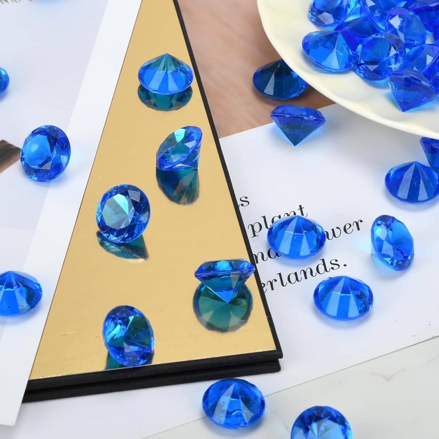 Fake Diamond Christmas Decoration, 280 pcs 20 mm Acrylic Diamond for Table Scatters Vase Fillers Blue