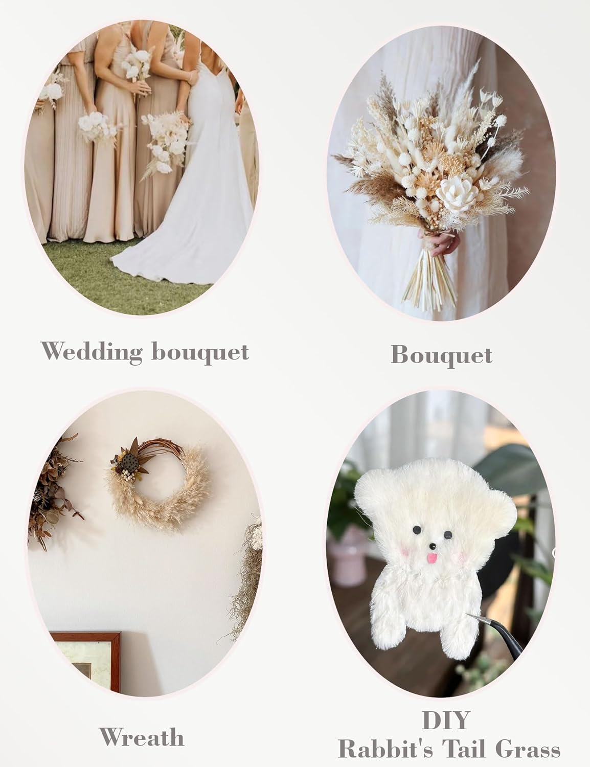 DIY Natural Dried Flower Kit Loose Dried Flowers for vases Off-White Dried Flowers with Stems Preserved Hydrangeas Mini Dried Flower Bouquets (White)