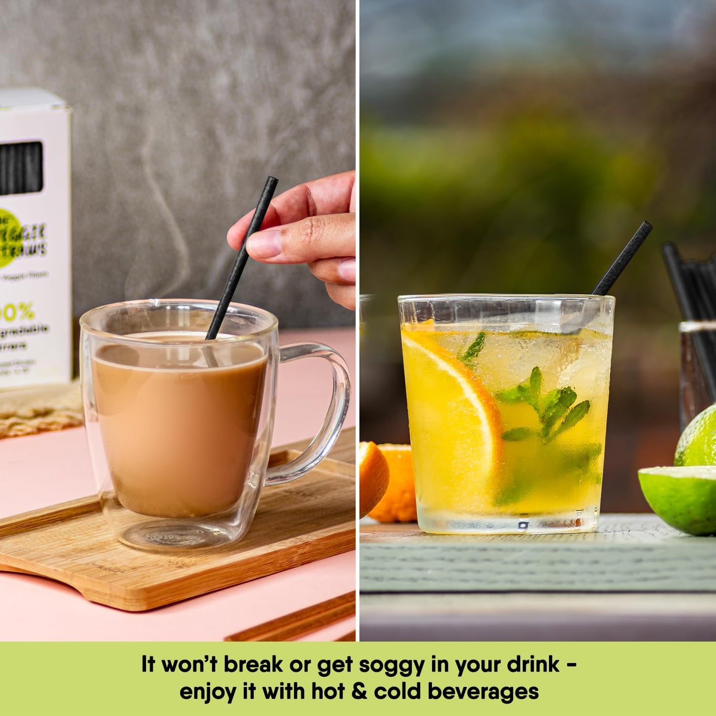 – 450 PCS of 4.75 Inches Unwrapped Black Biodegradable Drink Stirrers – Made of Vegetable Fibers, Best Cocktail Stirrers for Drinks of All Kinds