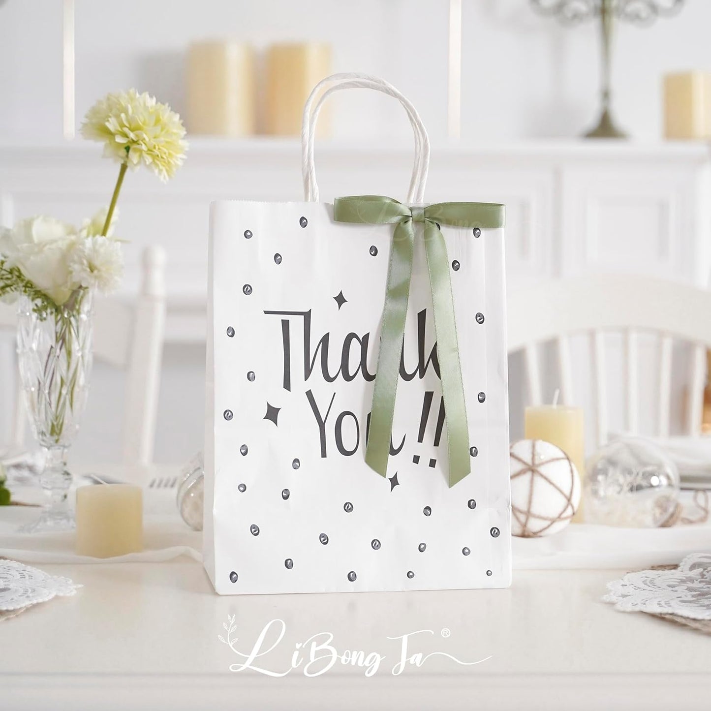 50 PCs Sage Green Bow 5 Inch Long Tail Bows for Gift Wrapping, Wedding Bow Party Decorations, Twist Tie Bows, Satin Bows for Crafts, Premade Bows for Presents, Treat Bags, Bottles, Cakes