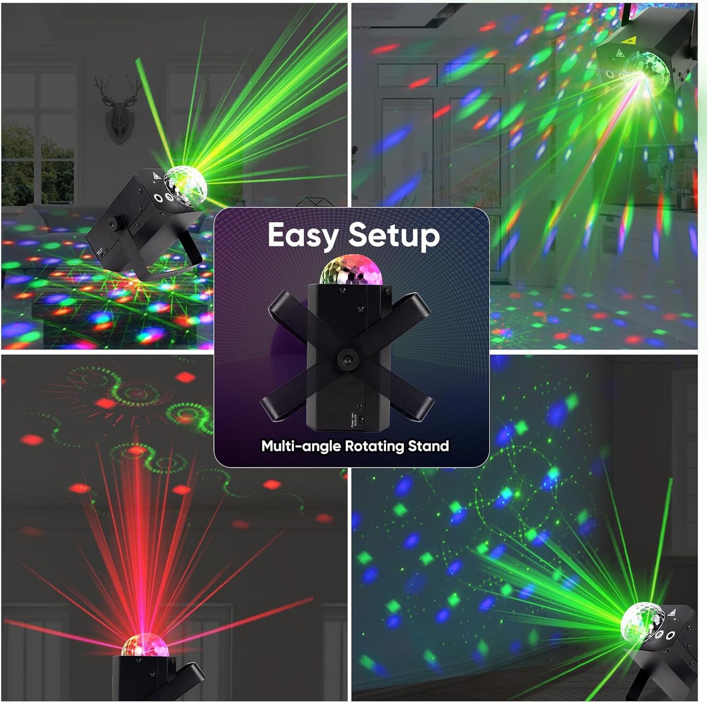 Party Lights DJ Disco Ball Light: LED Stage Laser Light with Sound Activated Remote 72 Patterns - RGB Strobe Lighting Projector for Parties Club Floor Bar Rave Christmas