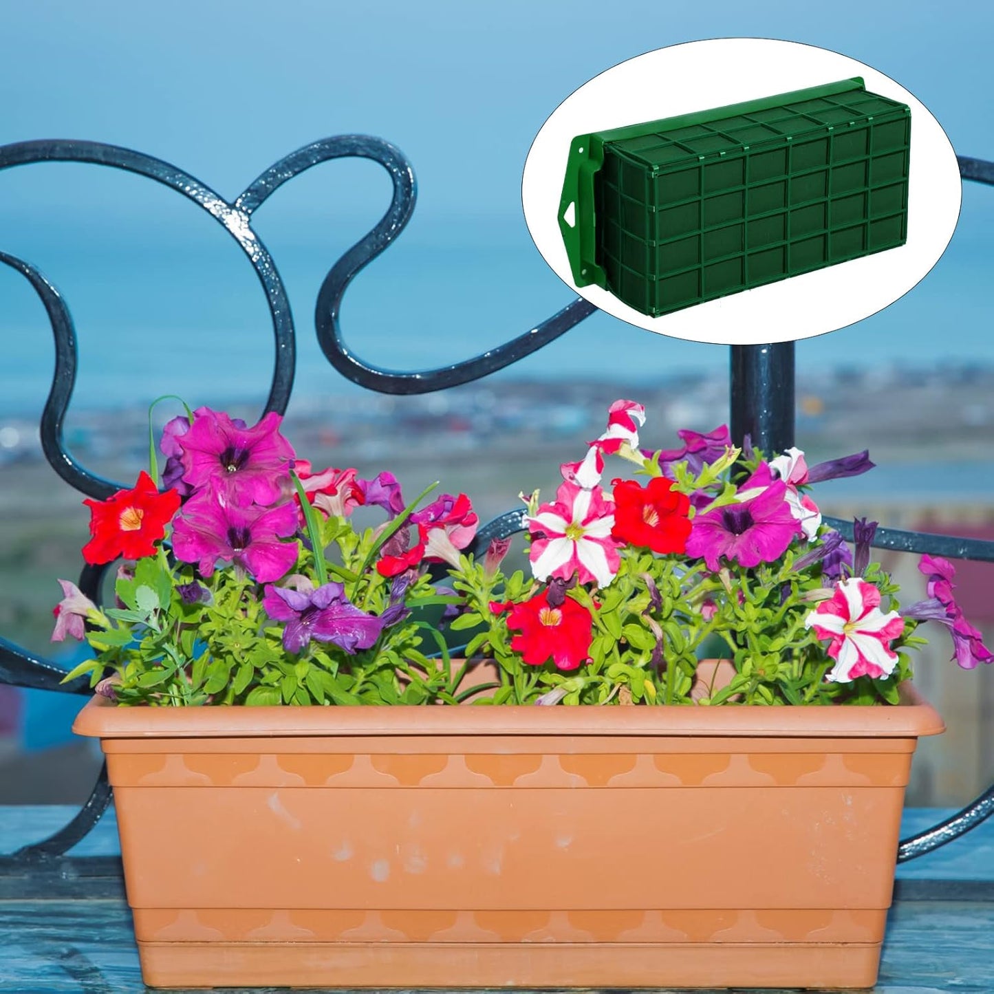 Boao 2 Pieces Floral Foam Cage Holder with Floral Foam for Fresh Flowers Cage Bowl for Table Centerpiece Flower Arrangement, Rectangle, 11.8 x 4.7 x 3.1 Inch