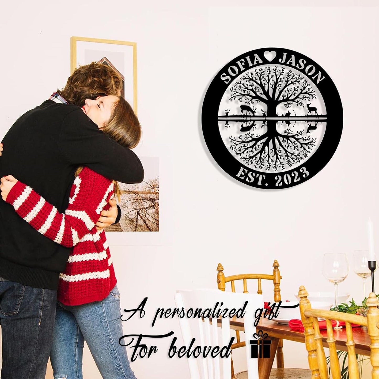 Personalized Tree of Life Metal Sign Wall Art Decor, Custom Wedding Gifts for Couples, Custom Family Name Sign, Christmas Valentine's Day Housewarming Gifts