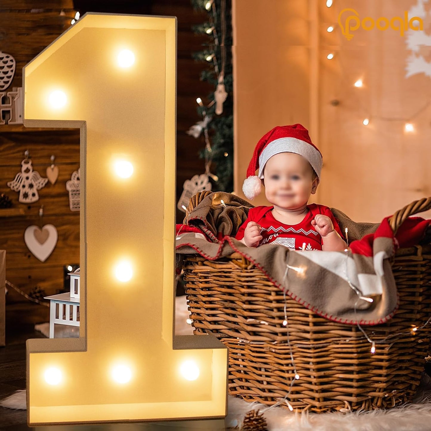 Pooqla 3FT Light Up Marquee Numbers, LED Large Lighted Marquee Numbers, Giant LED Light Up Mosaic Number for Balloon 9th 19th 90th Birthday Decoration Party Decor, Cool White and Warm White Number 9