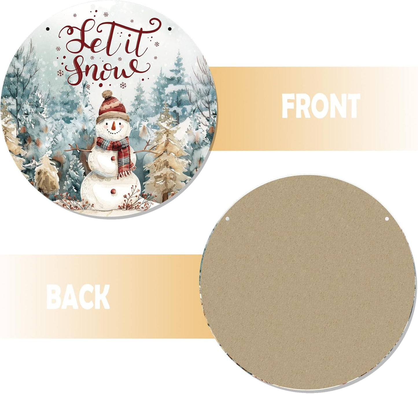 CGBHW Winter Snowman Wooden Sign, Christmas Xmas Pine Tree Landspace Hanging Sign Wall Decor for Farmhouse Home, Holiday Snowy Let it Snow Rustic Door Decor 12 x 6 Inch