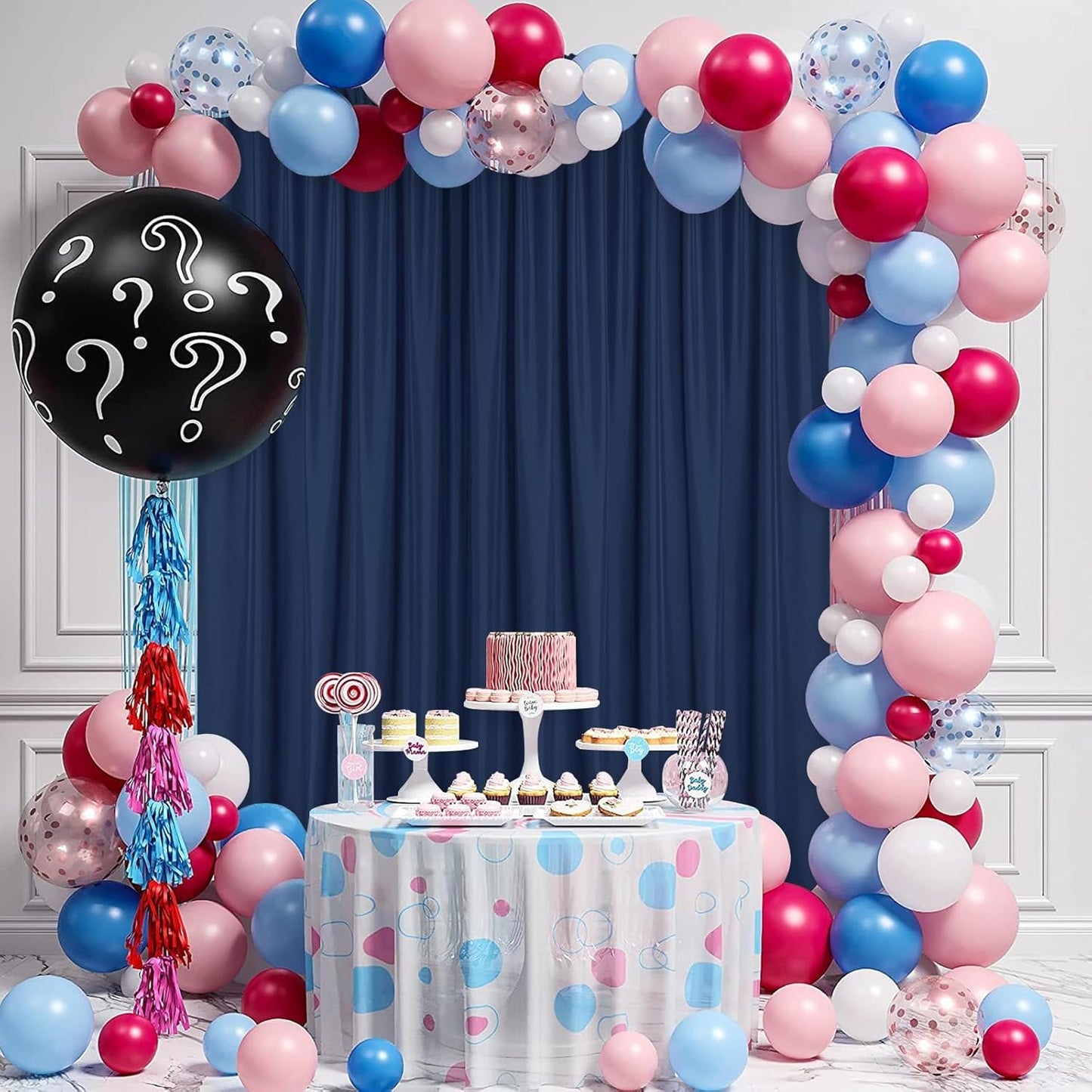 DWCN Backdrop Curtains for Parties, Background Curtains Photography Backdrop Drapes with Rod Pockets for Wedding Decorations Stage Birthday Family Gatherings, 2 Panels 5ft x 10ft, Navy Blue