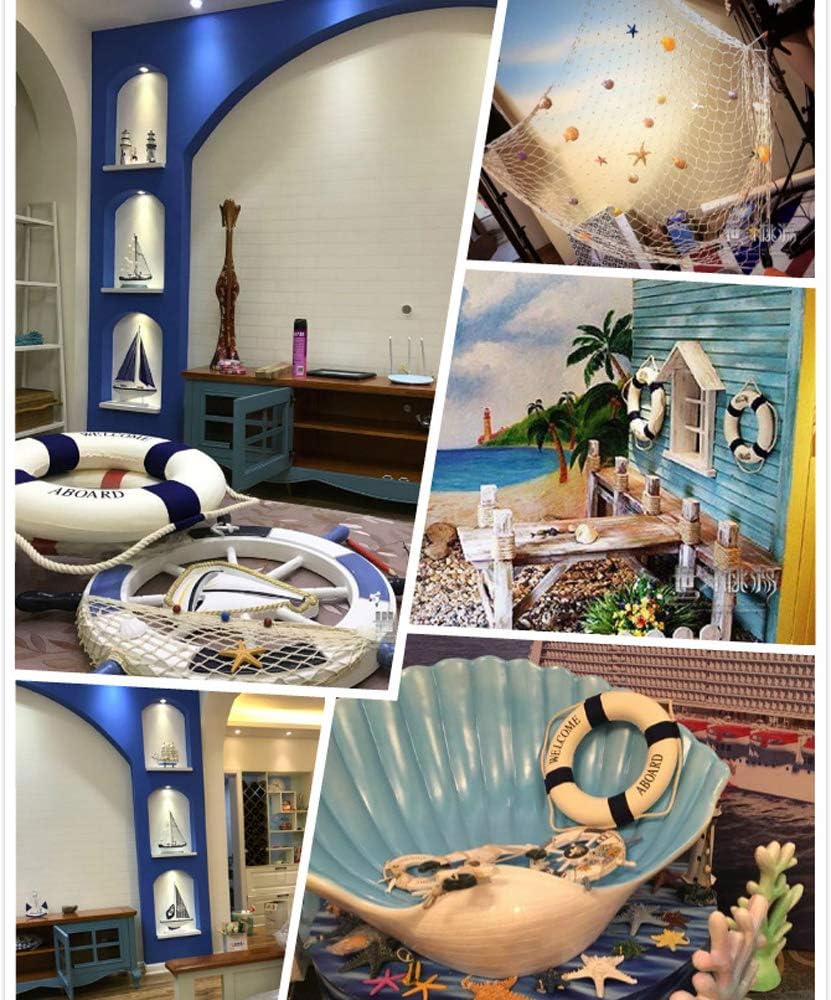 MorroMorn Lifebuoy Wall Hanging Decor - Welcome Aboard Mediterranean Style Home Decoration Hemp Rope (Red, 20")