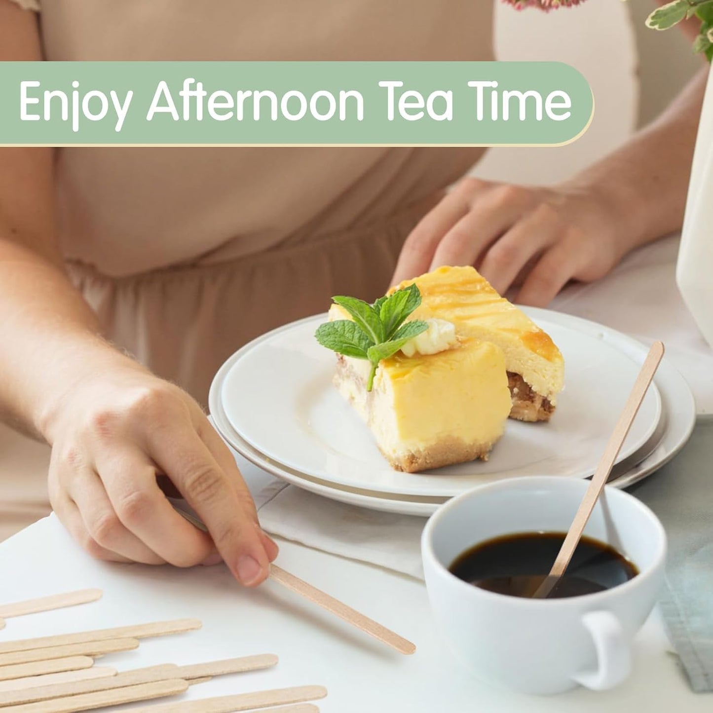 WISYOK 1000 PCS Coffee Stirrers, 5.5 Inch Premium Birch Wood Sticks, Smooth Round Ends, Splinter-Free Disposable Stir Sticks for Coffee, Cocktails, Office, Home, Coffee Bars