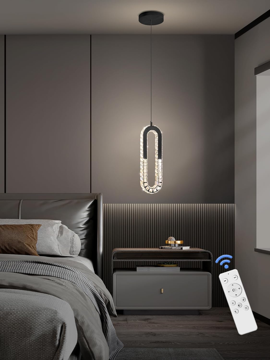 Modern Pendant Lighting 1-Light Chandelier Black Pendant Light Indoor Hanging Light Fixture for Kithchen Island Dinning Room Bedroom