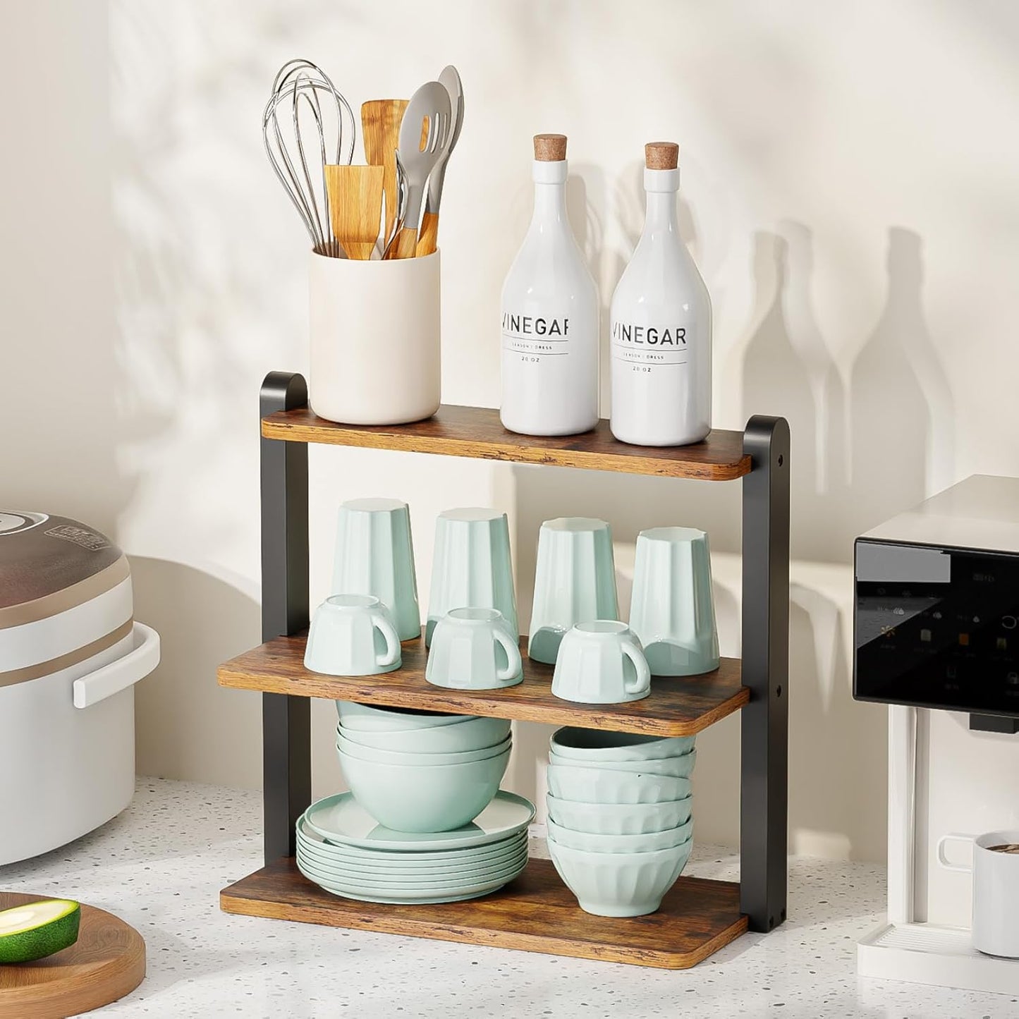 KLM Cupcake Stand, 3 Tier Stepped Wood Display Stand for Weddings, Tiered Party Table Display Riser for Food , Dessert, Cookie, Decor, Craft Show, Party Serving Tray, Vendor Dessert Table Display Set