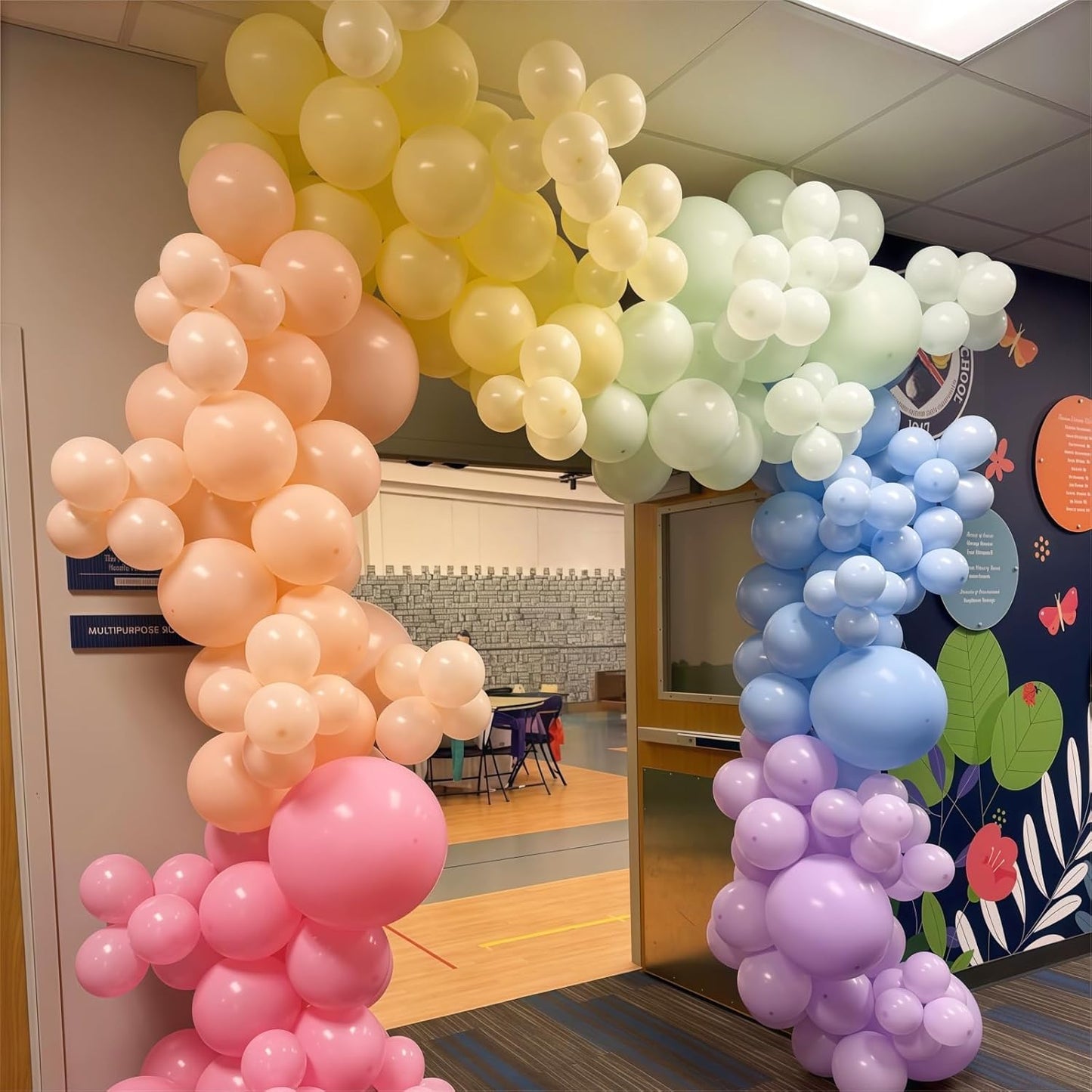 Pastel Rainbow Balloons, 60Pcs Colorful Macaron Pink Orange Yellow Green Blue Purple Balloons Birthday Decor, 12 Inch Multicolor Assorted Colors Latex Balloon for Wedding Baby Shower Party Decorations