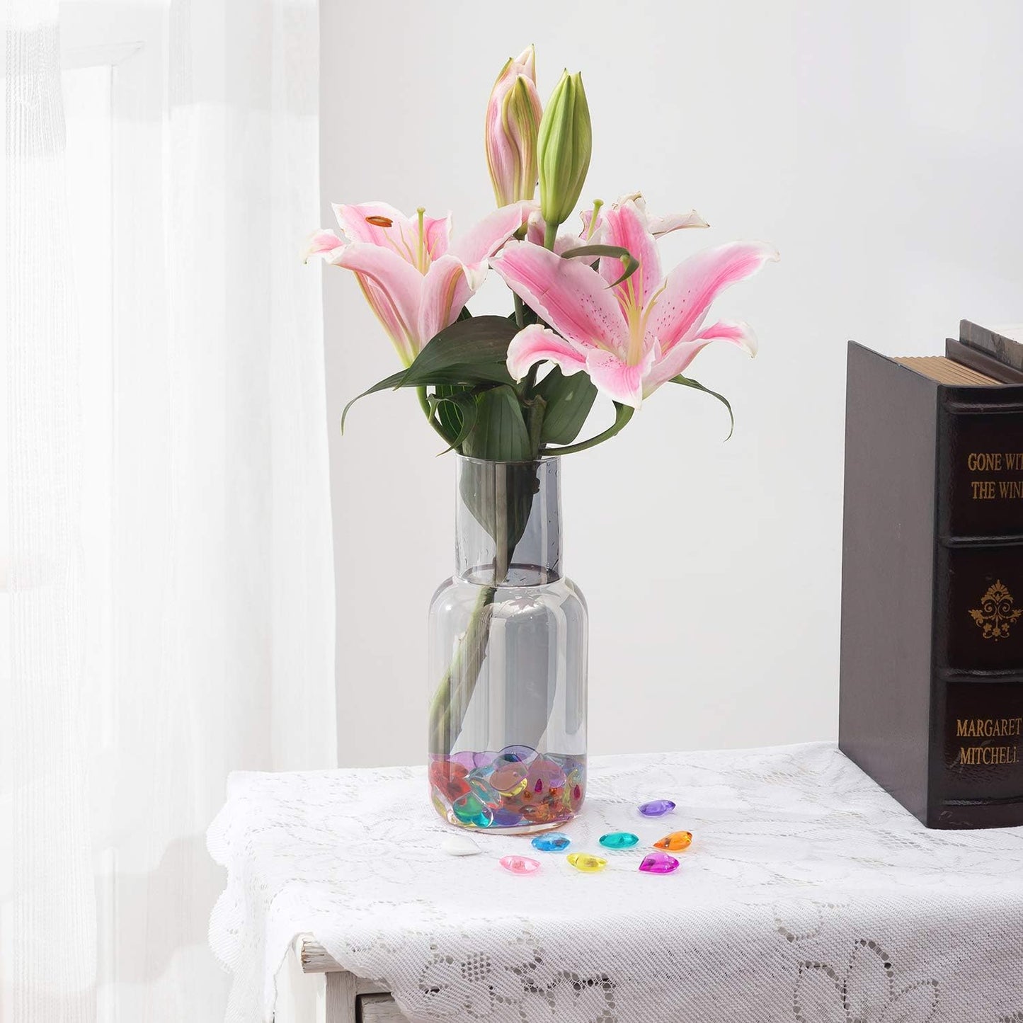 Red Acrylic Heart Translucent Hearts Shaped Crystals Gems for Table Scatter, Valentine's Day, Wedding, Artwork, Birthday Party Decoration, Favor Vase Filler (150 Pieces) (Violet)