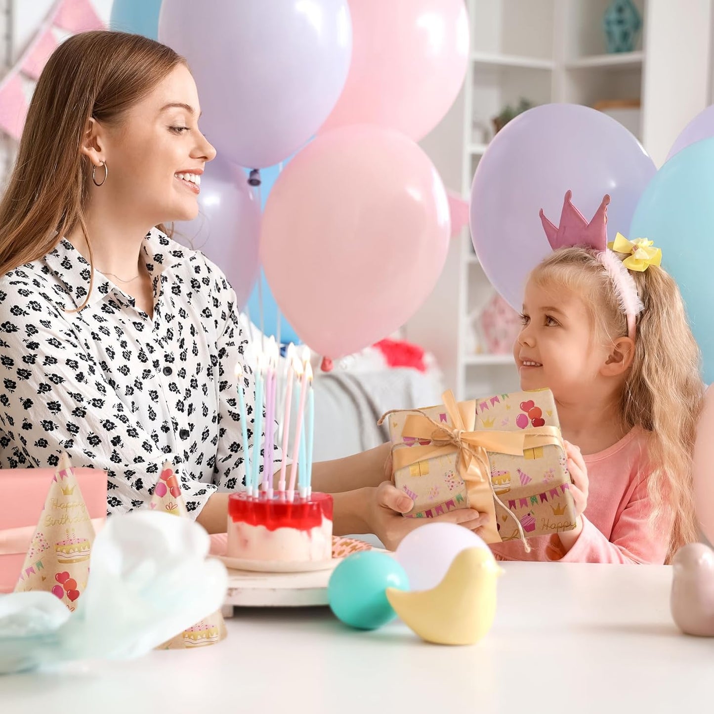 Aimyoo Birthday Wrapping Paper Roll - 17 Inch X 32.8 Feet - Gold Foil Celebration Cake, Gift Box,Happy Birthday Lettering Design Gift Wrap for Kids, Baby Showers