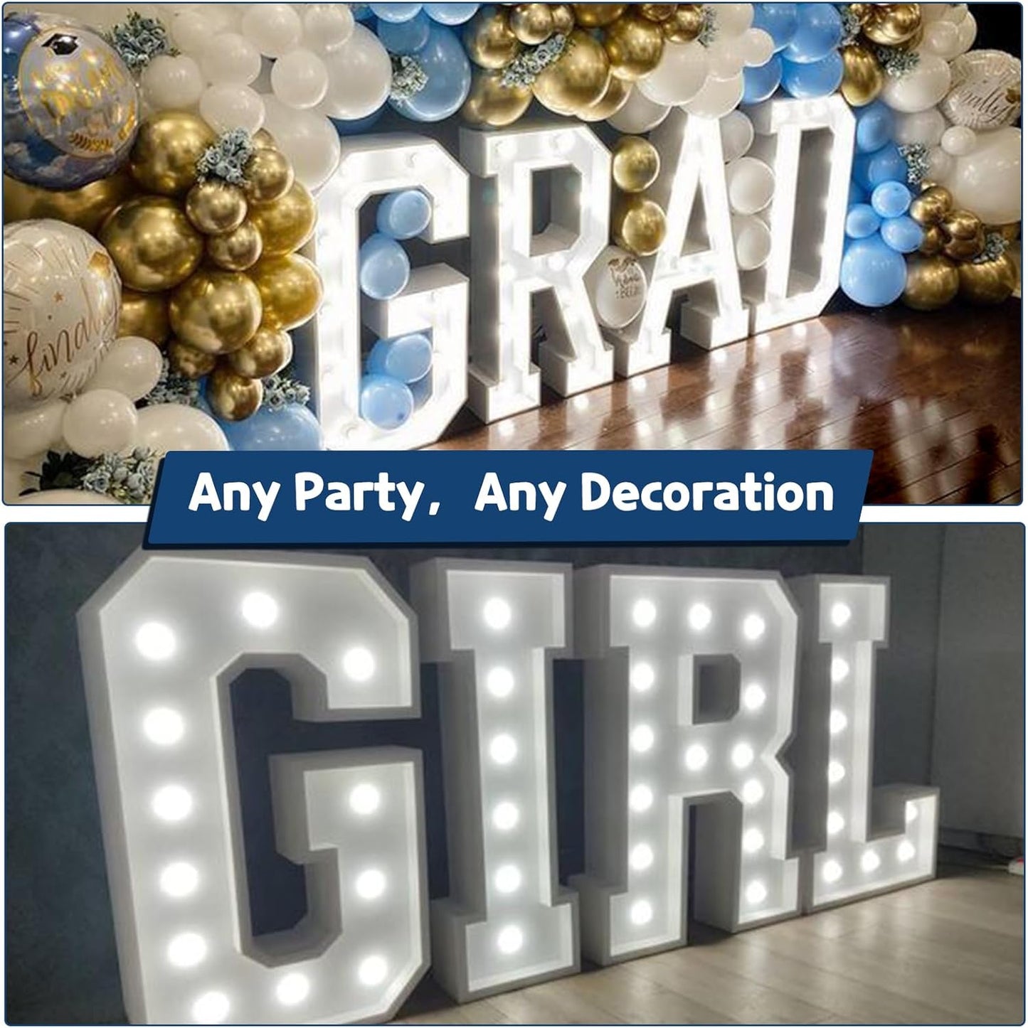 Marquee Letters 4 Feet Tall Large Light Up Letters Baby Shower Decorations Wedding Engagement Graduation White Party Decorations Marry Me Sign Big Cardboard Backdrop G