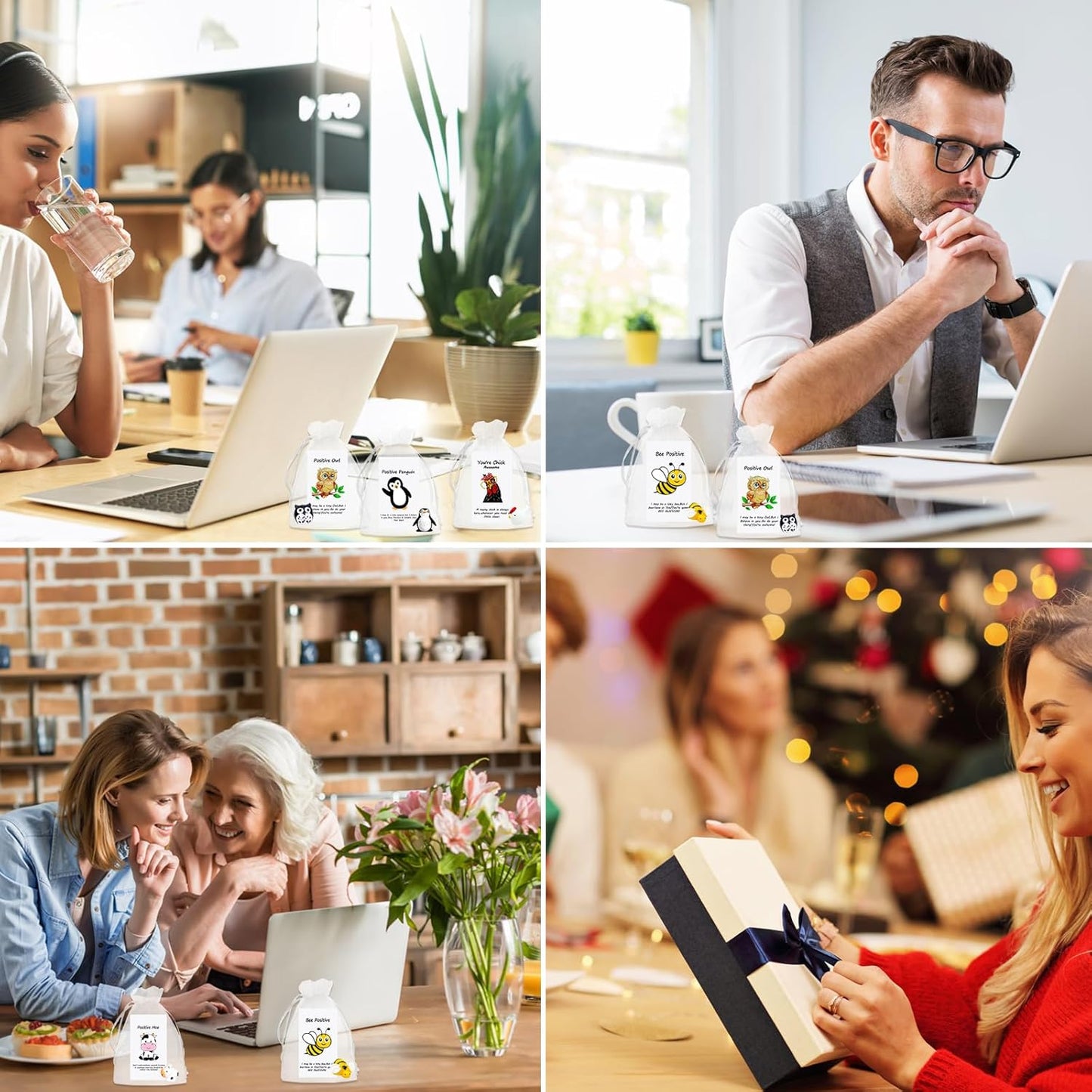 100 Set Employee Appreciation Gifts Bulk for Thank You Staff Back to School Student Teacher Office Coworker Nurse Pocket Gifts Animal Pun Inspirational Note Cards Penguin Rooster Bee Owl Cow Favors