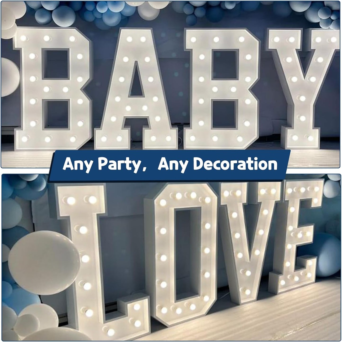 Marquee Letters 3 Feet Tall Large Light Up Letters Baby Shower Decorations Wedding Engagement Grad White Party Decorations Marry Me Sign Big Cardboard Backdrop G