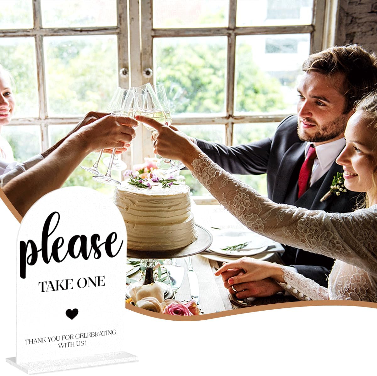 Please Take One Sign, Wedding Engagement Bridal Shower Baby Shower Decor for Reception Reception, Weddings White Acrylic Sign