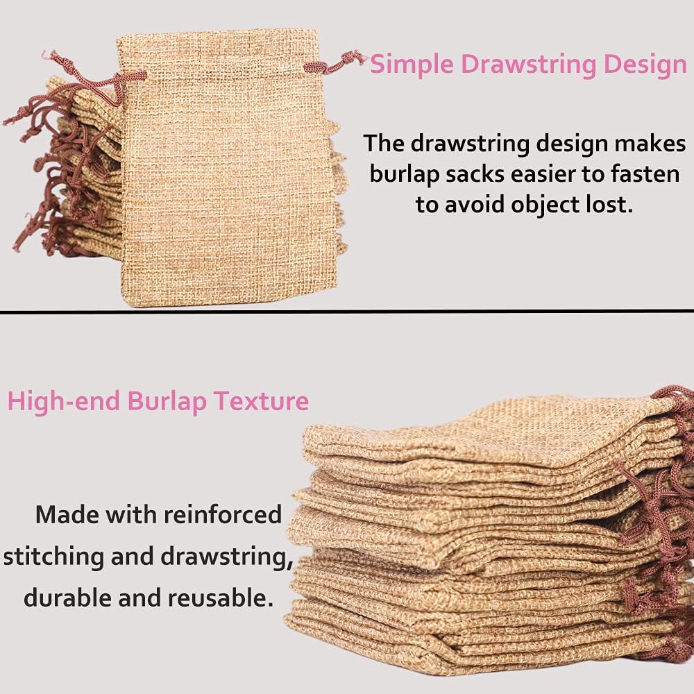 LYSXP 50PCS Burlap Bags with Drawstring,5x7 Inch Drawstring Gift Bag Jewelry Pouches for Wedding Party Favors, DIY Craft Christmas Presents