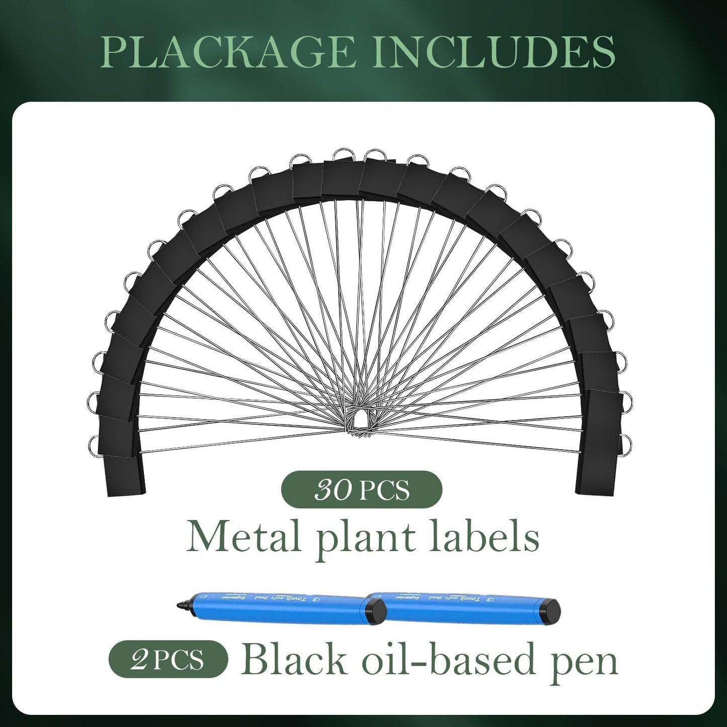 50 Pack Metal Plant Labels for Outdoor Garden Waterproof Plant Markers, Labels Garden Markers for Seedlings Herbs Vegetable Greenhouse Gifts, with Pen - Black