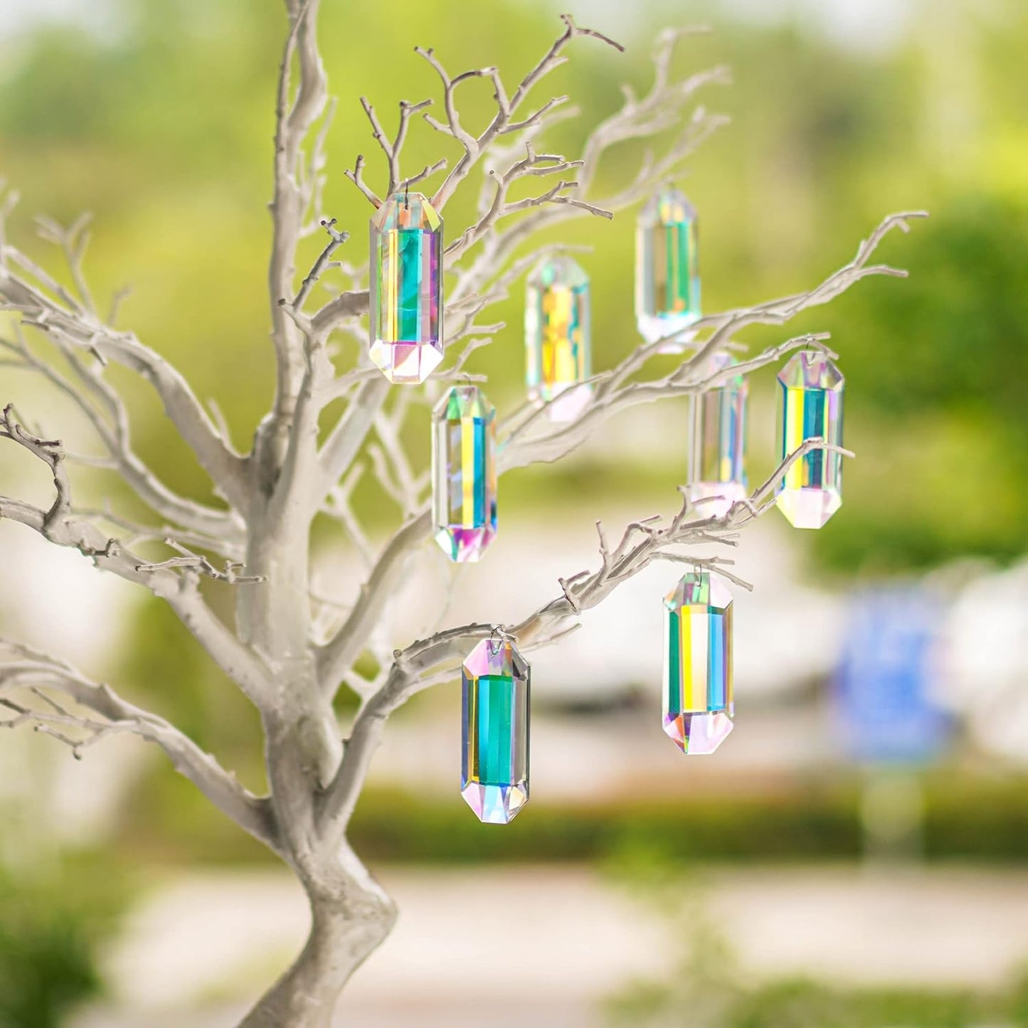 6 Pack 3'' Crystal Sun Catchers, AB Color Hanging Ornaments for Windows Sticks Prism Suncatchers for Garden Home Decor Office Living Room Windows Crystal Rainbow Maker