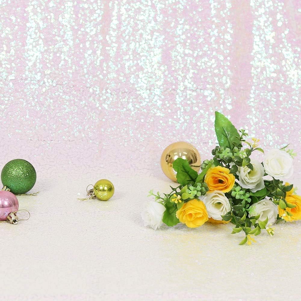 Eternal Beauty White Iridescent Sequin Backdrop, 4x7 Ft Glitter Background Curtains for Shimmer Photography Party Wedding Birthday Back Drop Decor